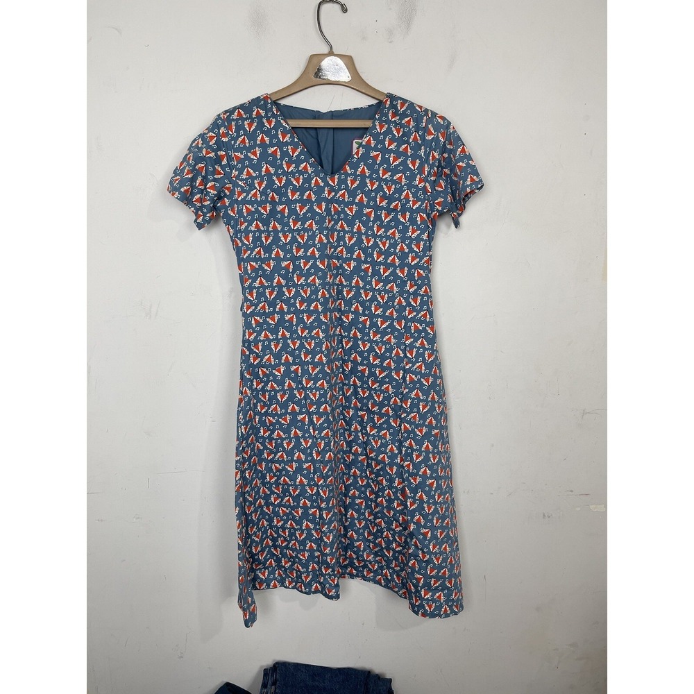 Blueberry London Womens Dress‎ 8 Rockabilly PinUp Retro 50s Style Flare Blue Fox